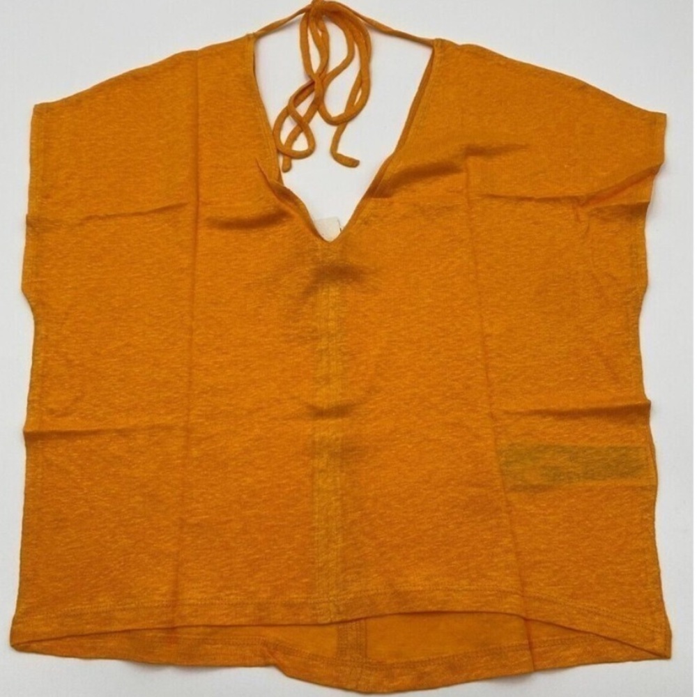 MANGO Women's Linen Orange Camiseta Top
Size Small